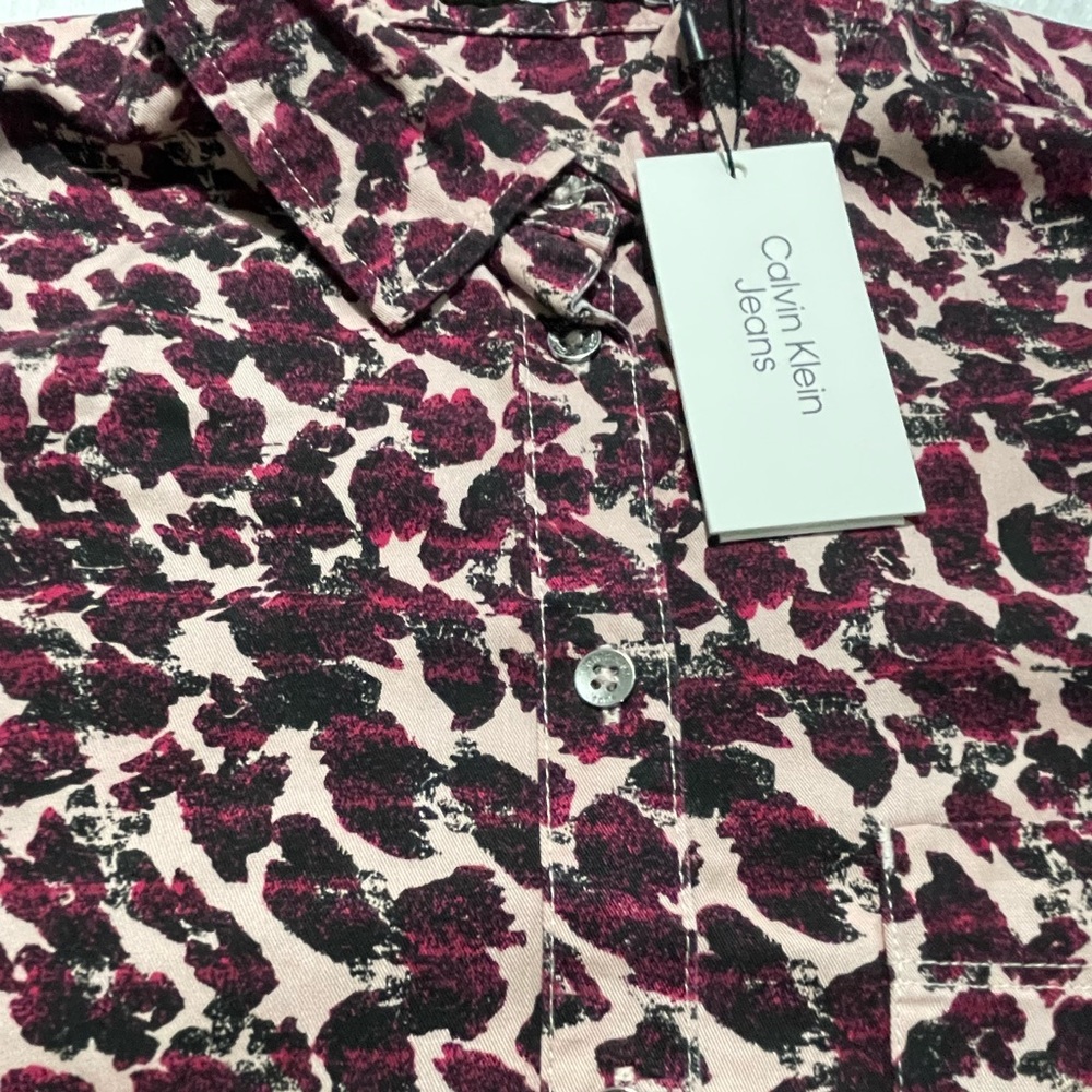 Calvin Klein Jeans Women's Animal Print Shirt Small, Long Sleeve | New - Picture 8 of 15